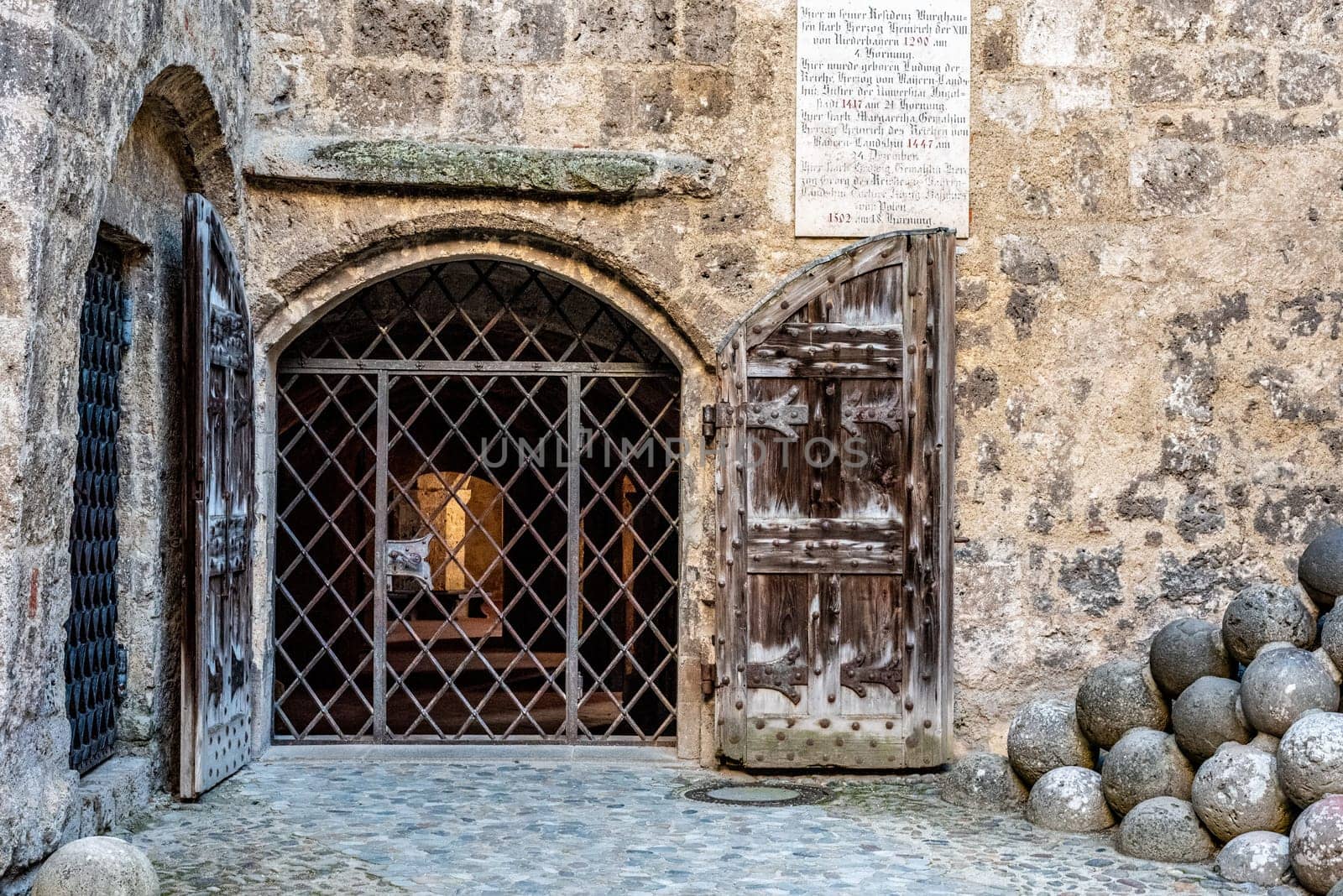 Inside iconic Burghausen castle in Bavaria, the longest world's longest castle, Germany