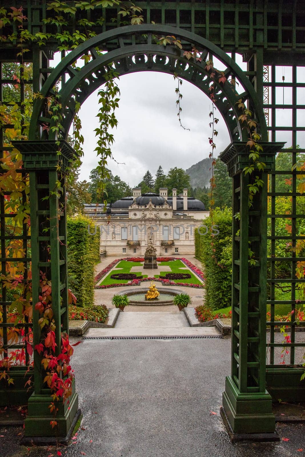 LINDERHOF, GERMANY - SEPTEMBER 22, 2022 - Linderhof Palace and its Park, Upper Bavaria, Germany