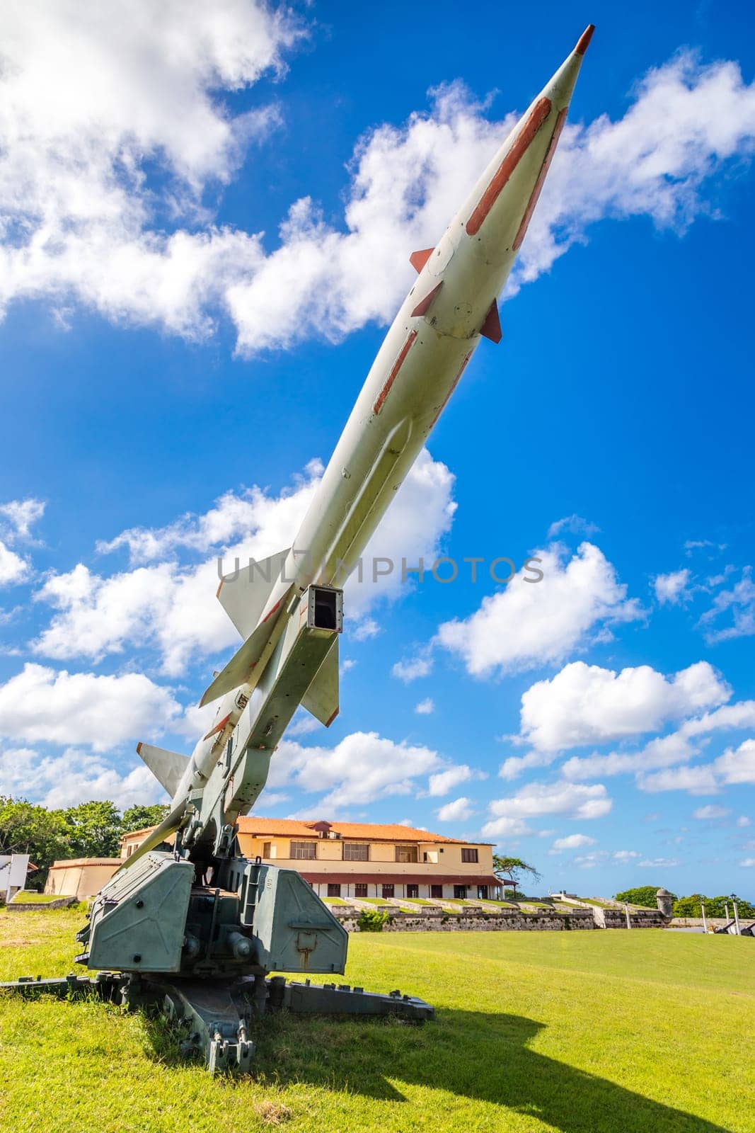 Rusty Soviet missile from 1962 Carribean crisis spointed to the blue sky, Havana, Cuba