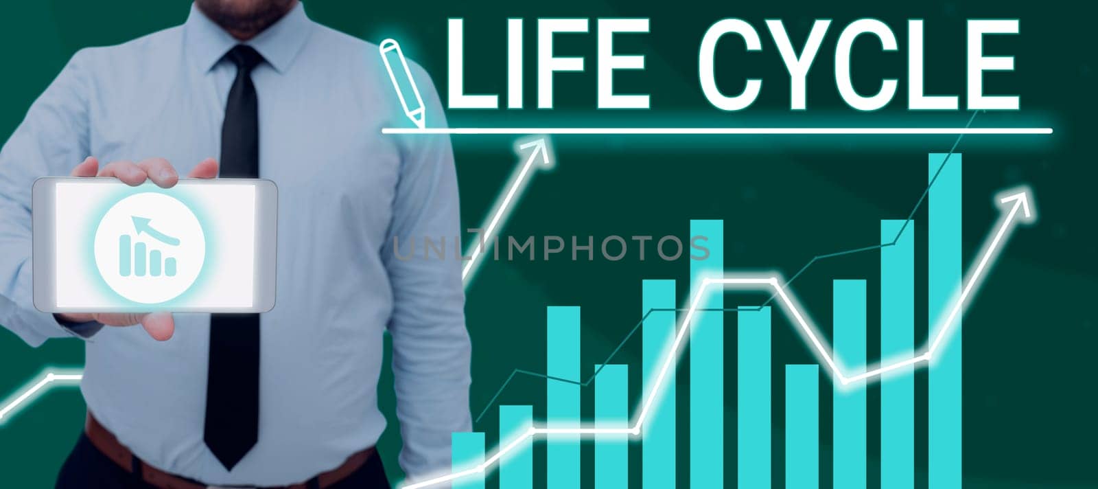 Text caption presenting Life Cycle, Word Written on the series of changes in the life of an organism and animals