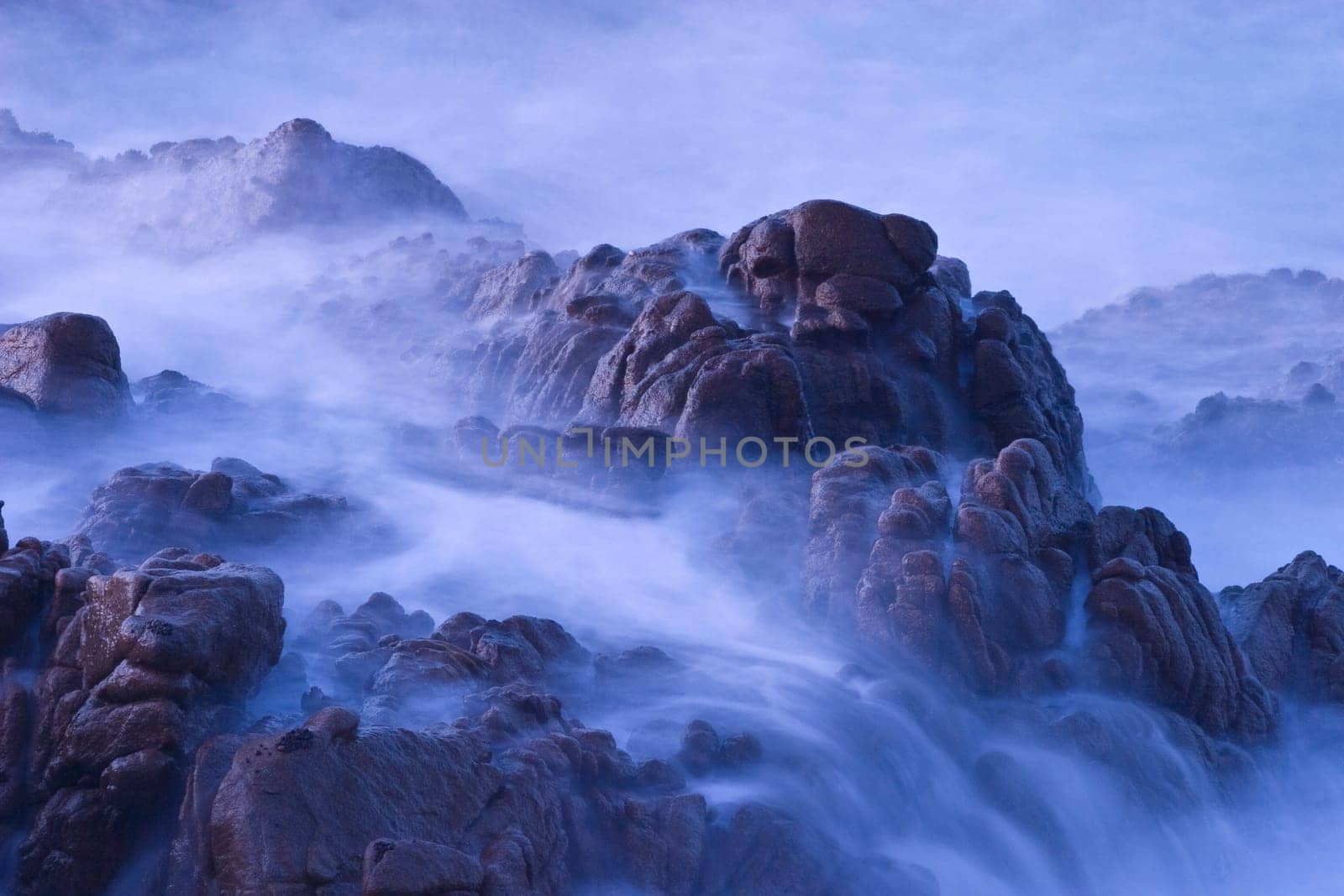Water Rushing Over Rocks near Pacific,Puerto Vallarta, Mexico.
