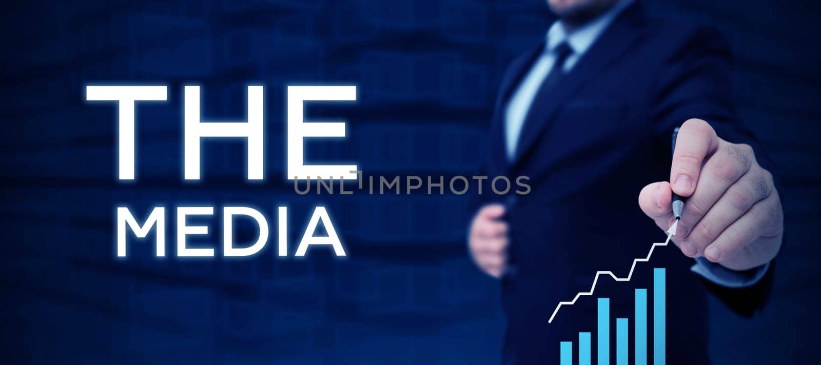 Text sign showing The Media, Business approach main means of mass communication that are regarded collectively