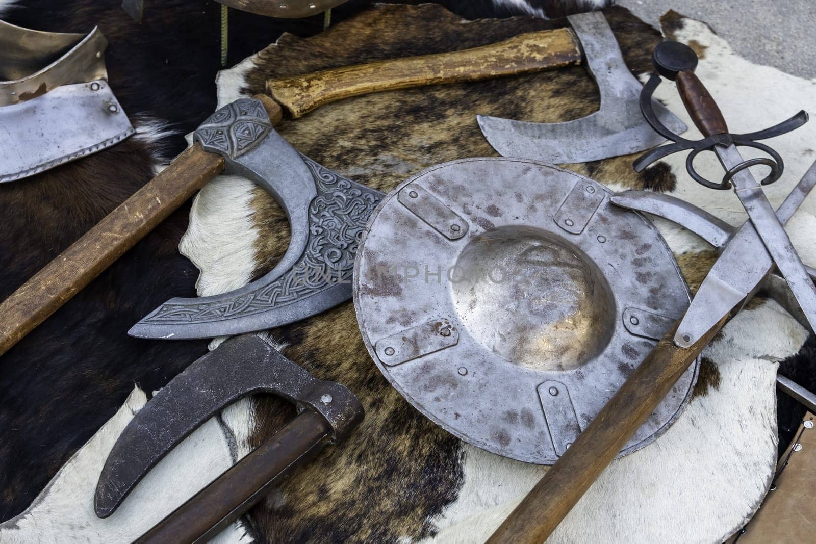 Detail of pieces of armor for medieval warrior