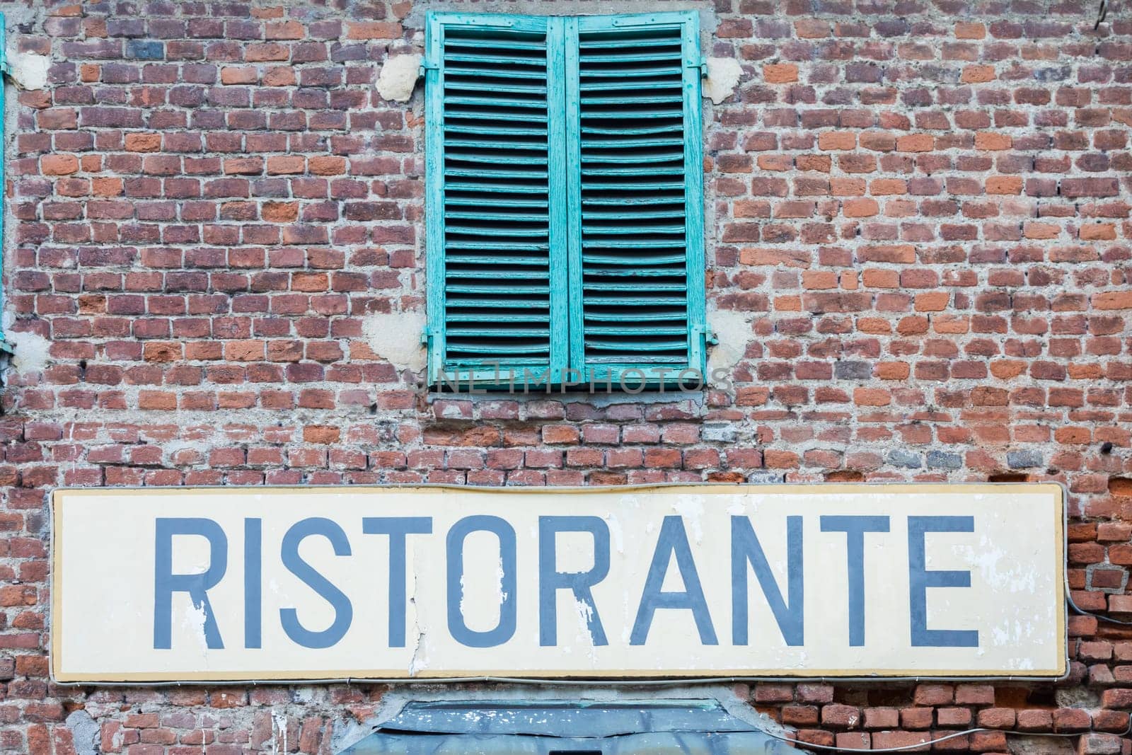 Old vintage restaurant sign in Italy - Concept of retro, traditional Ristorante design