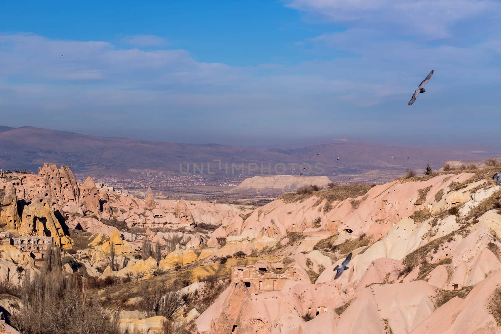 Amazing rocks in Zelve by night. Cappadocia Earth Pyramids. Goreme. Turkey.