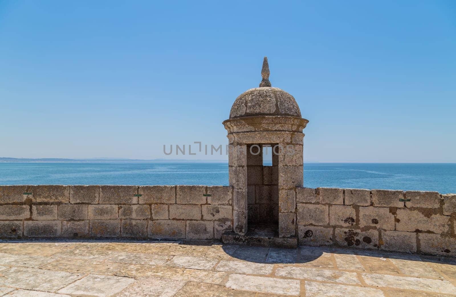 Bugio Lighthouse detail, situated on an island in the estuary of the Tagus River. Lisbon, Portugal