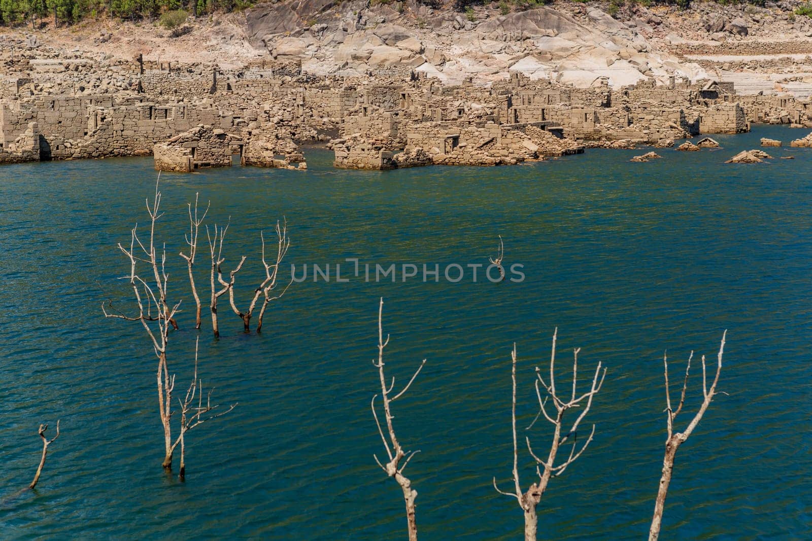 Old ruins of Vilarinho das Furnas, was a village, located in Campo de Geres, Terras de Bouro, on margins of River Homem, in 1972, it was intentionally submerged.