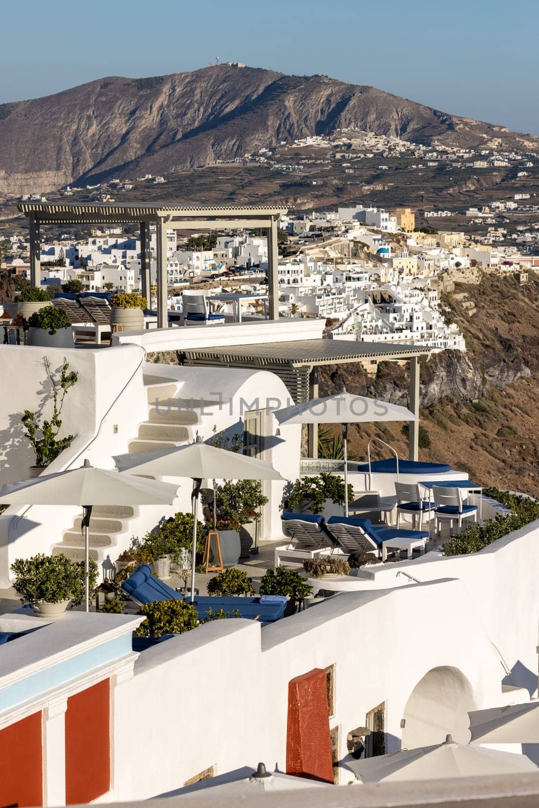 Whitewashed houses in Imerovigli on Santorini island, Cyclades, Greece