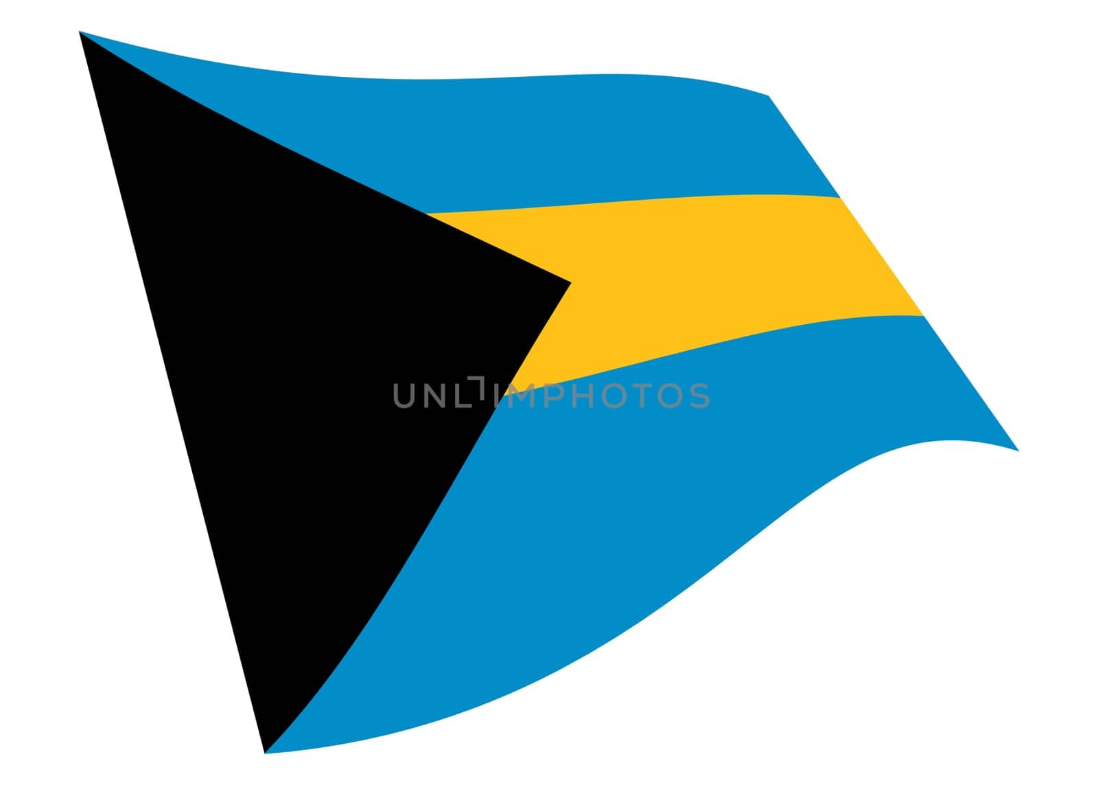 A Bahamas waving flag 3d illustration isolated on white with clipping path