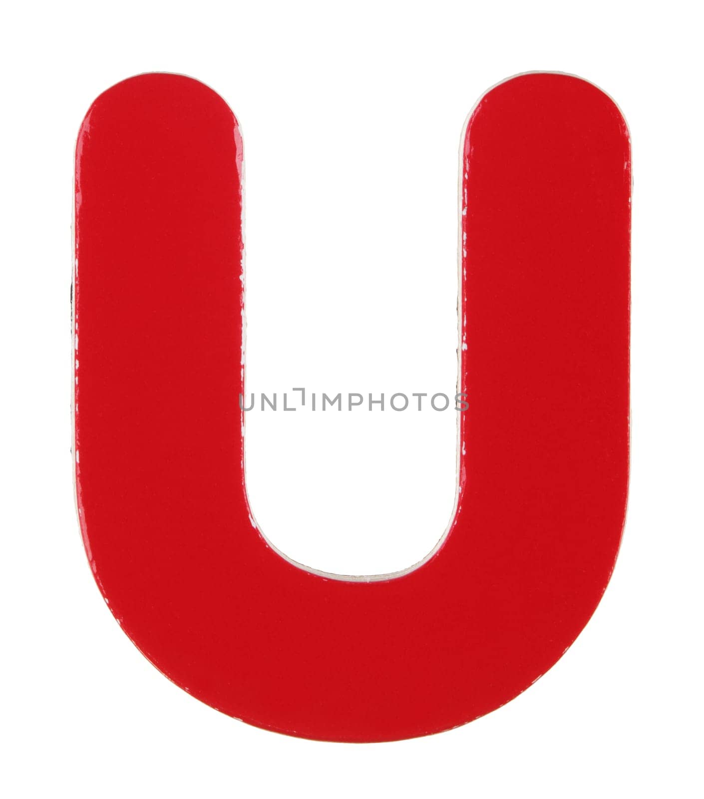 An upper case U magnetic letter on white with clipping path
