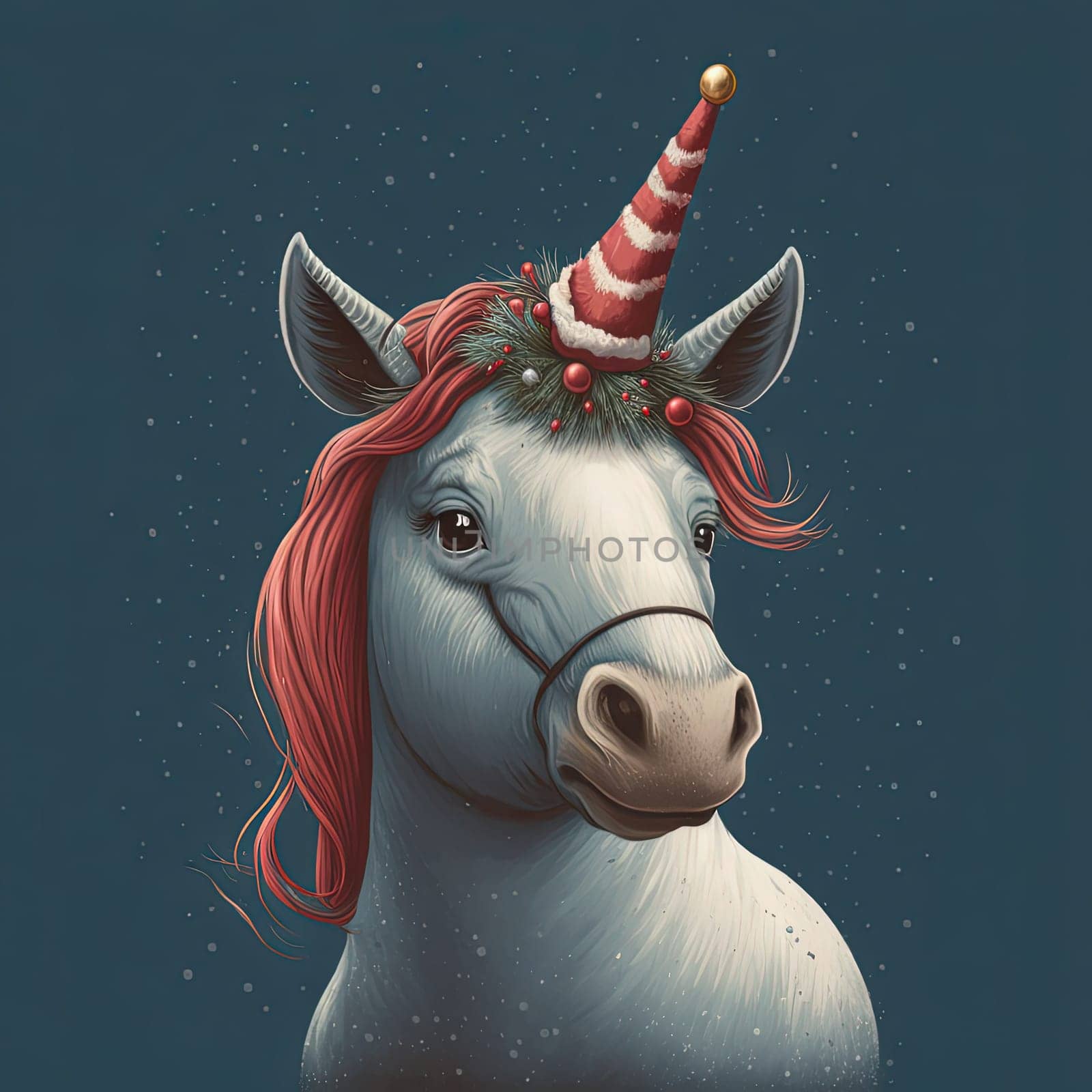 This captivating painting features a proud unicorn, with a long, spiraled horn and a mane that sparkles in the light. Its shimmering coat is a work of art in itself, with an ethereal glow that seems to come from within. The image is generated with the use of an AI.