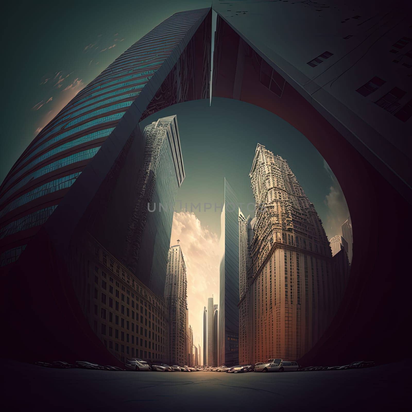 This visually stunning image showcases the bustling cityscape of a modern metropolis, captured through the lens of cutting-edge technology. The intricate details of the towering skyscrapers and bustling streets are brought to life with vibrant colors and sharp lines, creating a truly mesmerizing composition. The image is generated with the use of an AI.