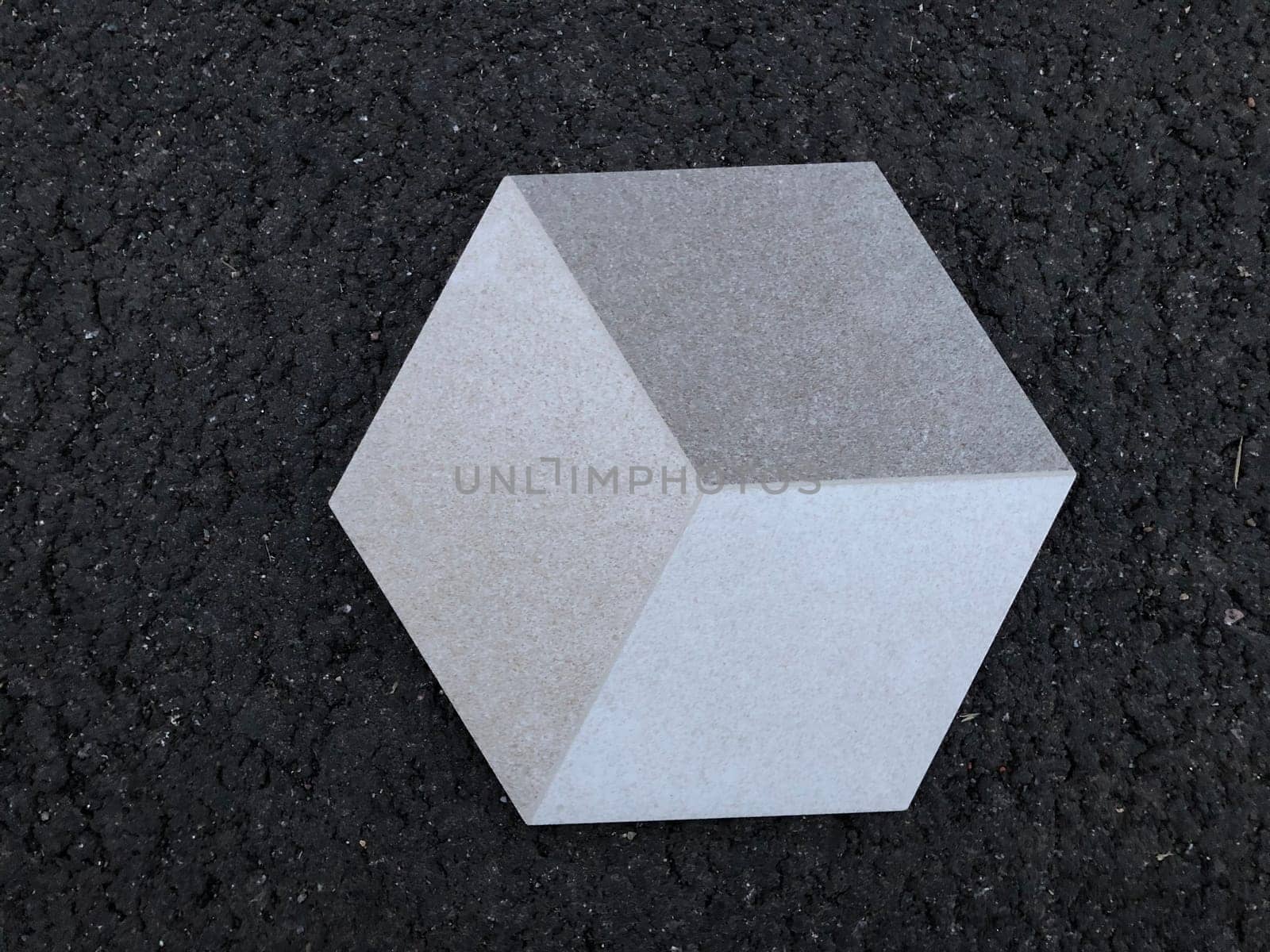 hexagon tiles on black ceramics cube, rhombus