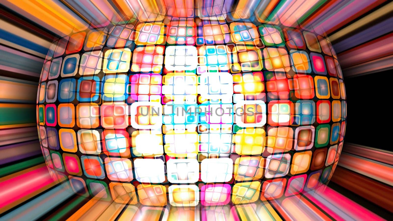 Colorful pixels on rotating sphere,Colorful pixels on rotating sphere