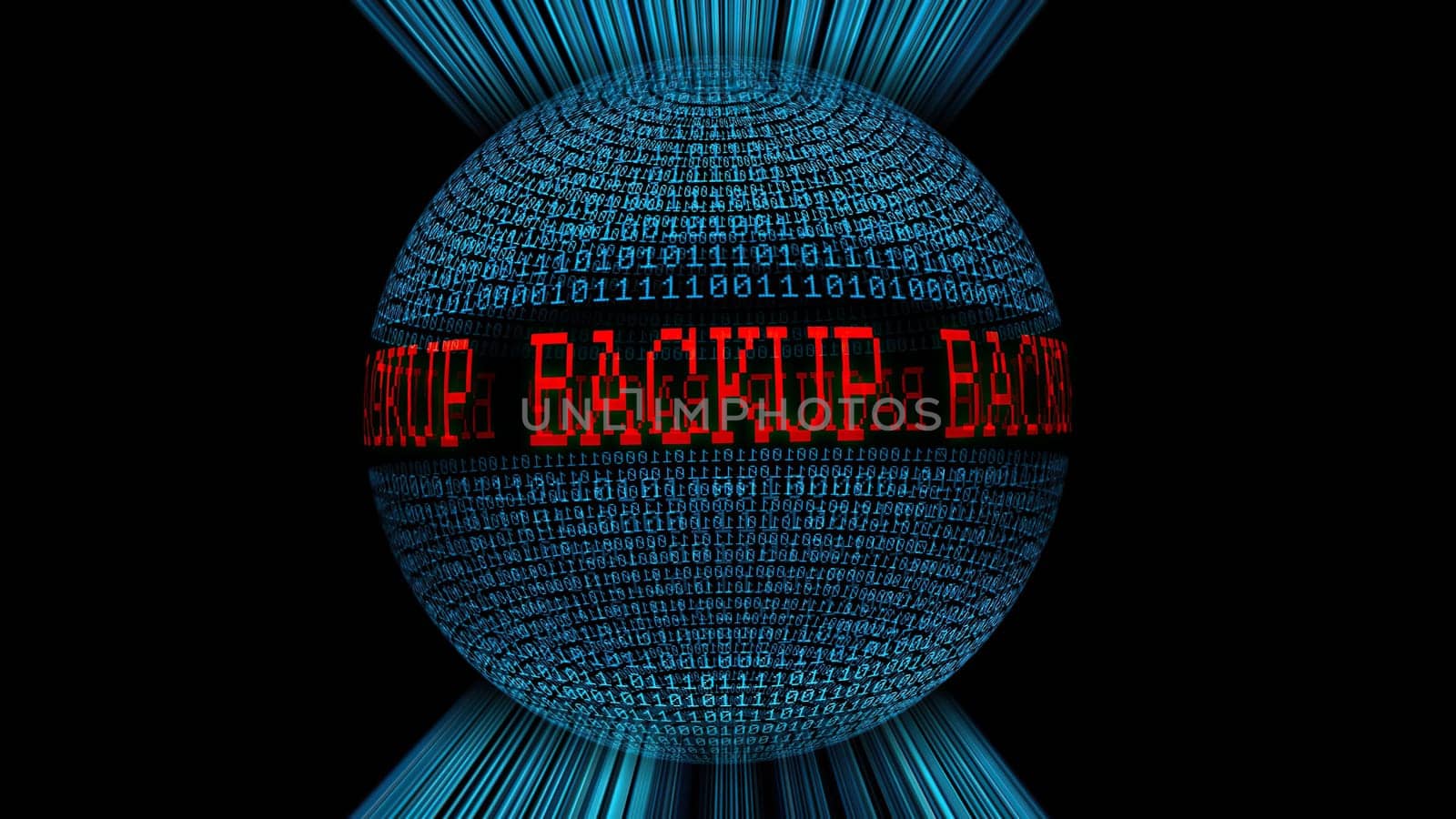 Back up binary data sphere concept,Back up binary data sphere concept