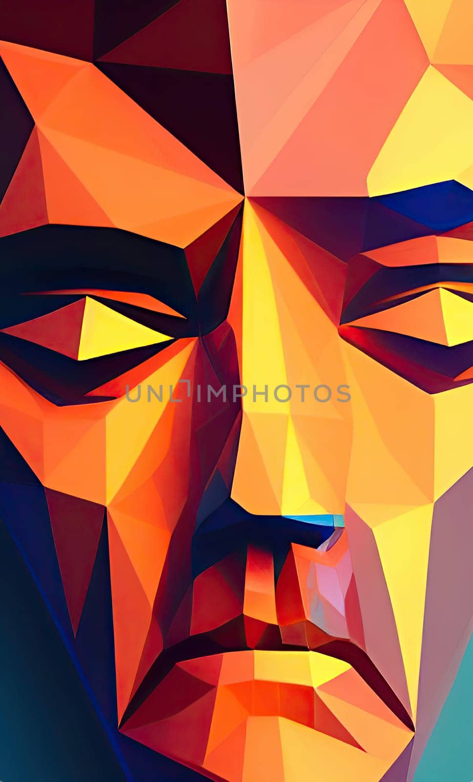 Low poly man's head 3d illustration,Low poly man's head 3d illustration