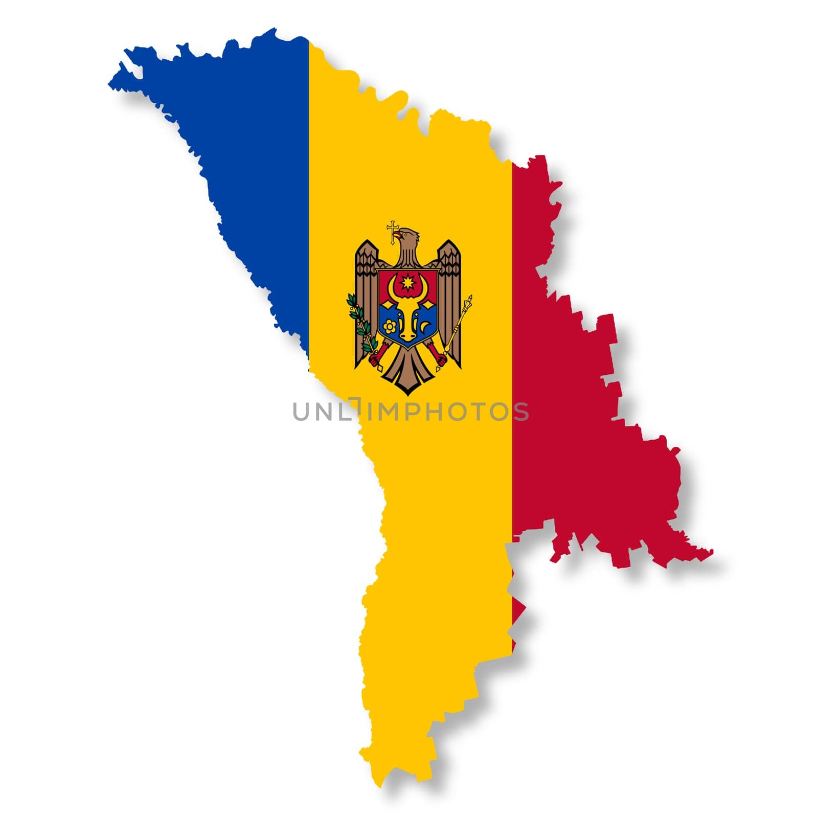 A Moldova map on white background with clipping path 3d illustration
