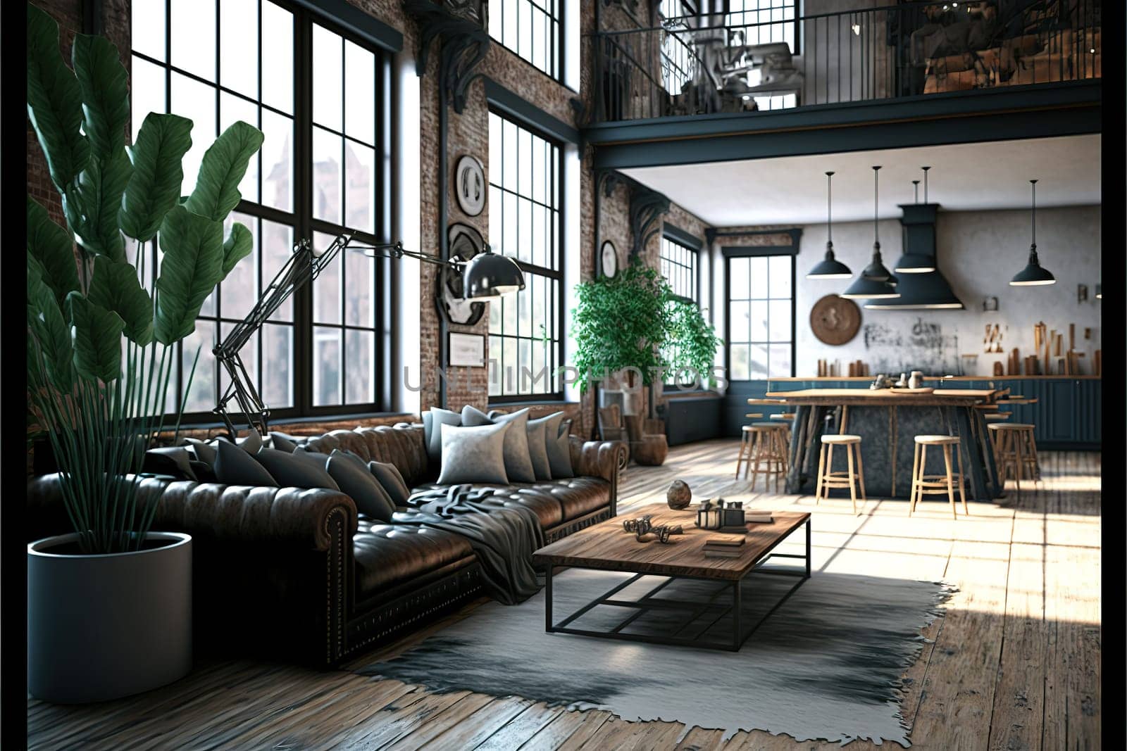 Living room, interior design 3D Rendering, 3D Illustration.