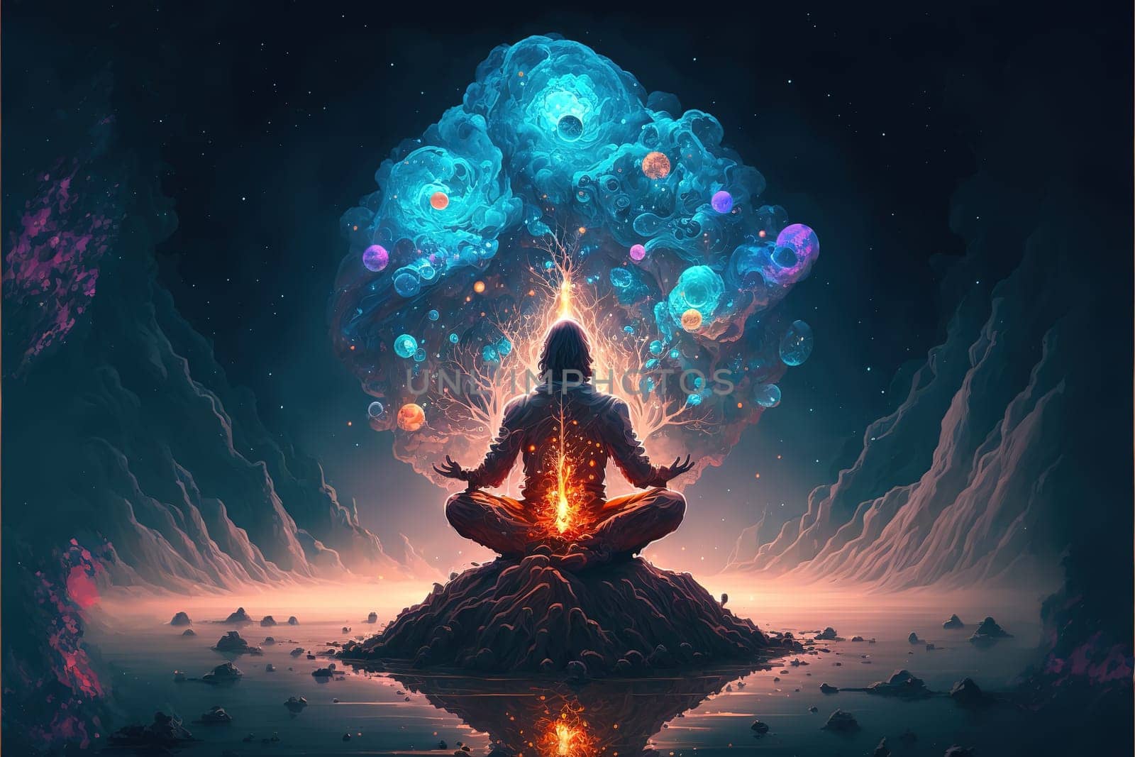 meditation universe concept illustration.