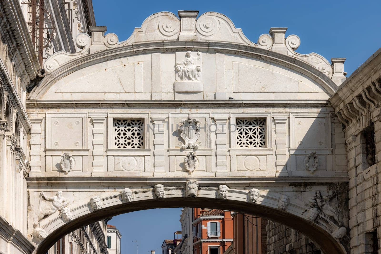 View of the Brdige of Sighs, Ponte dei Sospiri in Venice. Italy