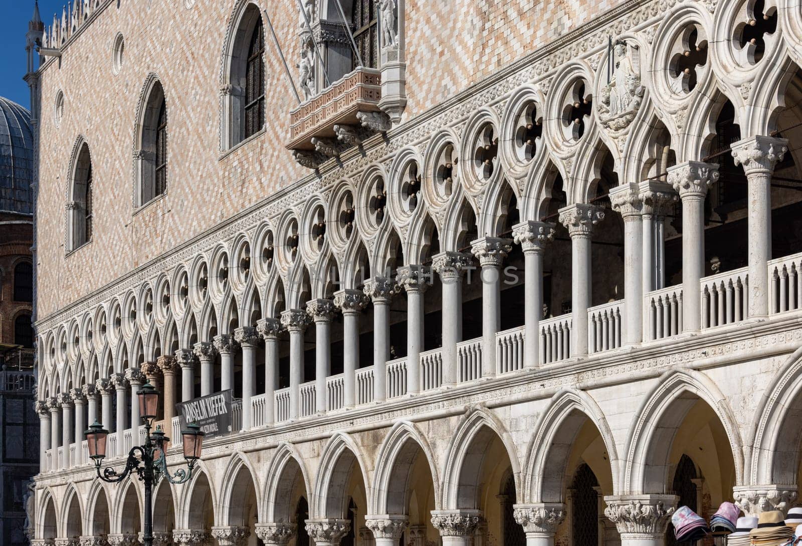 Venice. Italy - September, 5, 2022: tracery from the Doge's Palace, one of Venice symbol