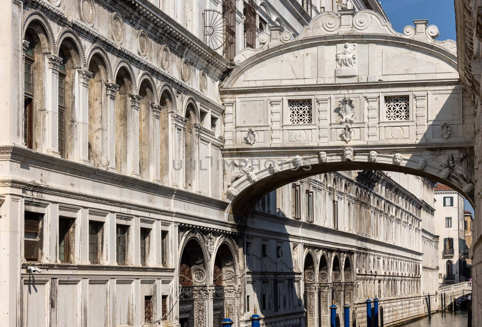 View of the Brdige of Sighs, Ponte dei Sospiri in Venice. Italy