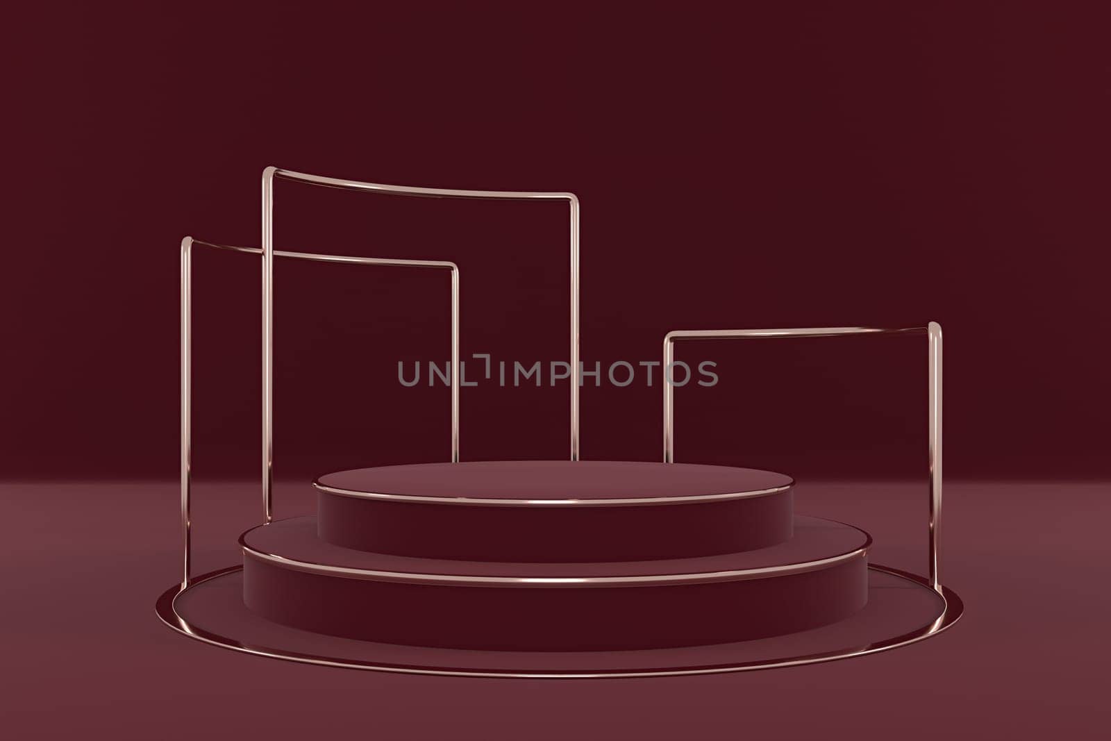 3d render of shop display. Abstract geometric podium background. Minimalist primitive shapes. Modern mockup. Blank template. Empty showcase.