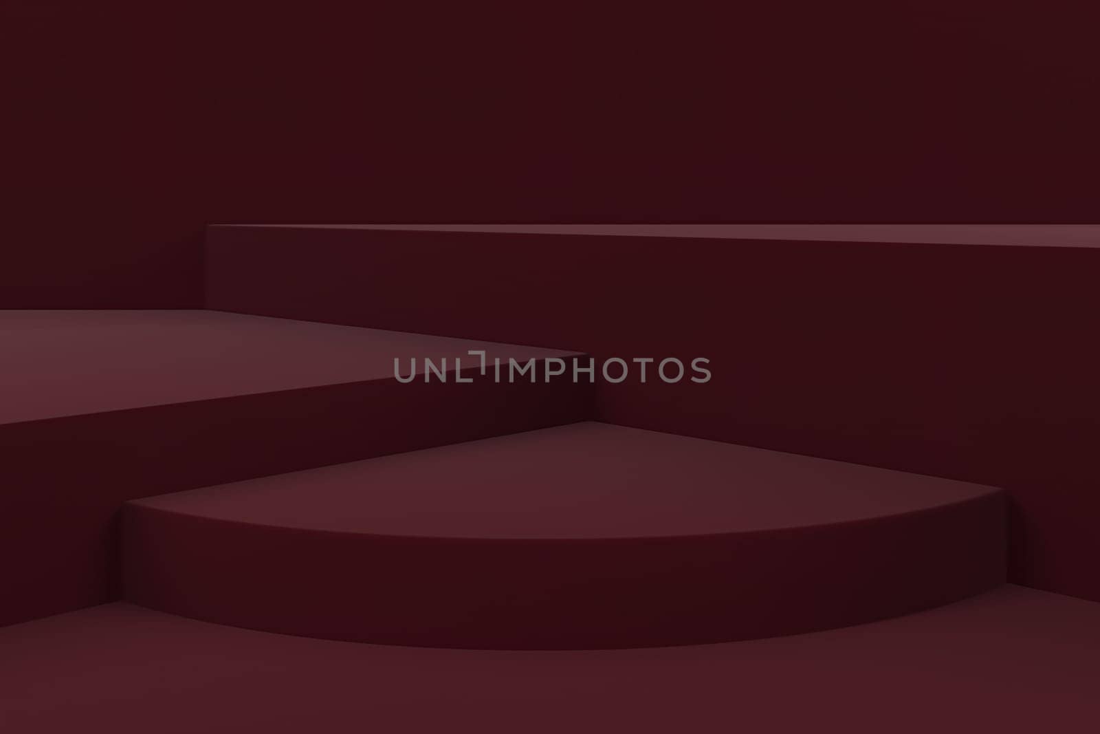 3d render of shop display. Abstract geometric podium background. Minimalist primitive shapes. Modern mockup. Blank template. Empty showcase.
