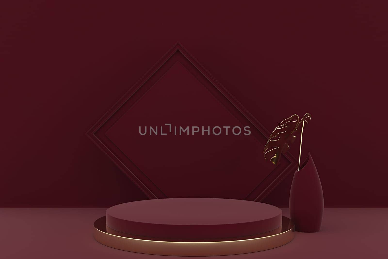 3d render of shop display. Abstract geometric podium background. Minimalist primitive shapes. Modern mockup. Blank template. Empty showcase.
