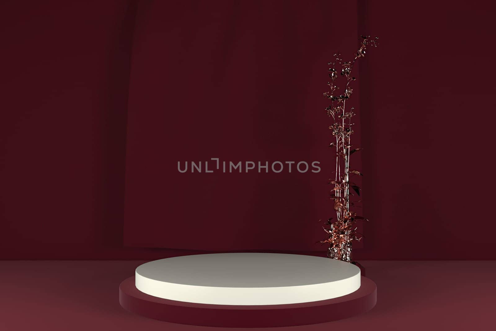 3d render of shop display. Abstract geometric podium background. Minimalist primitive shapes. Modern mockup. Blank template. Empty showcase.