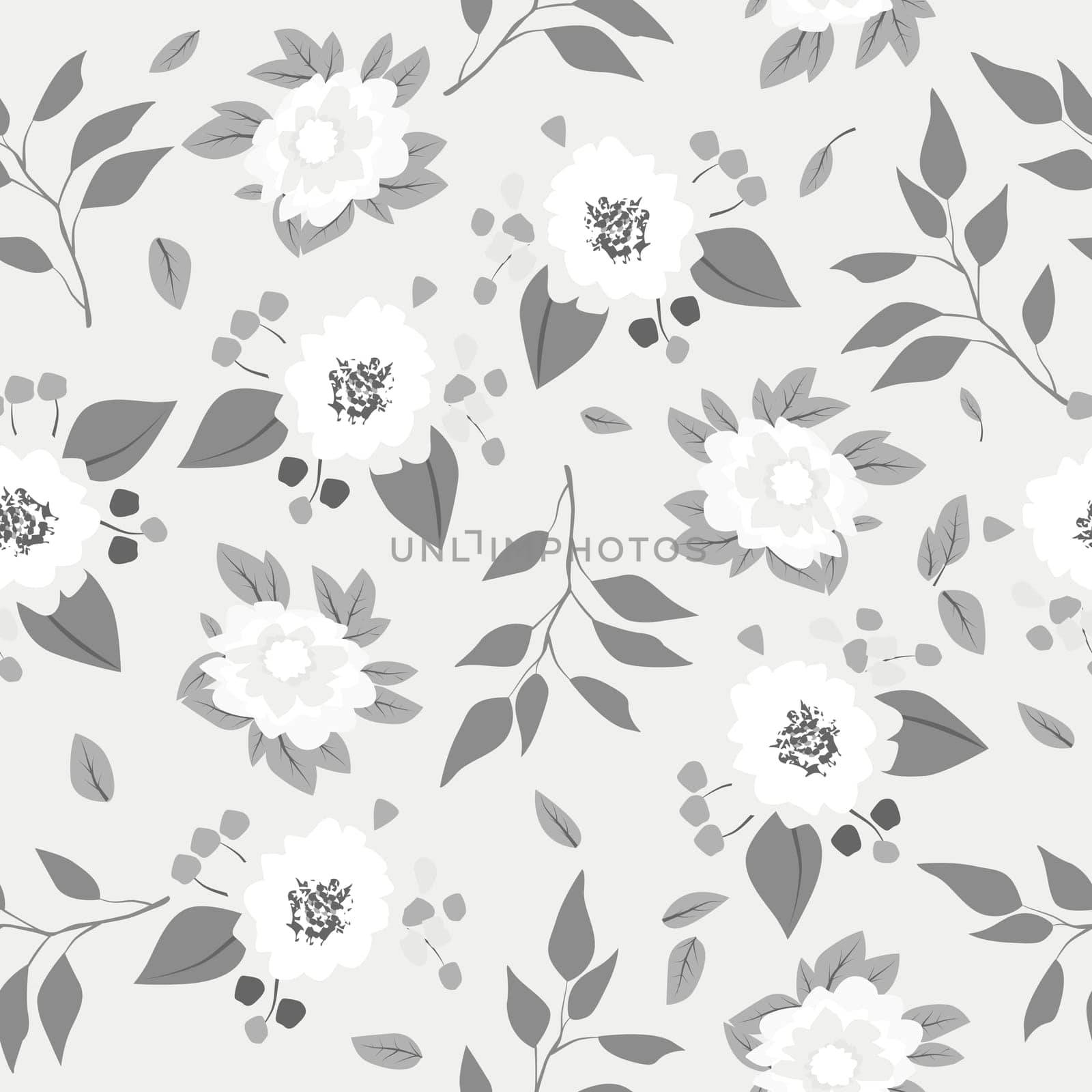 Floral seamless pattern with white flowers