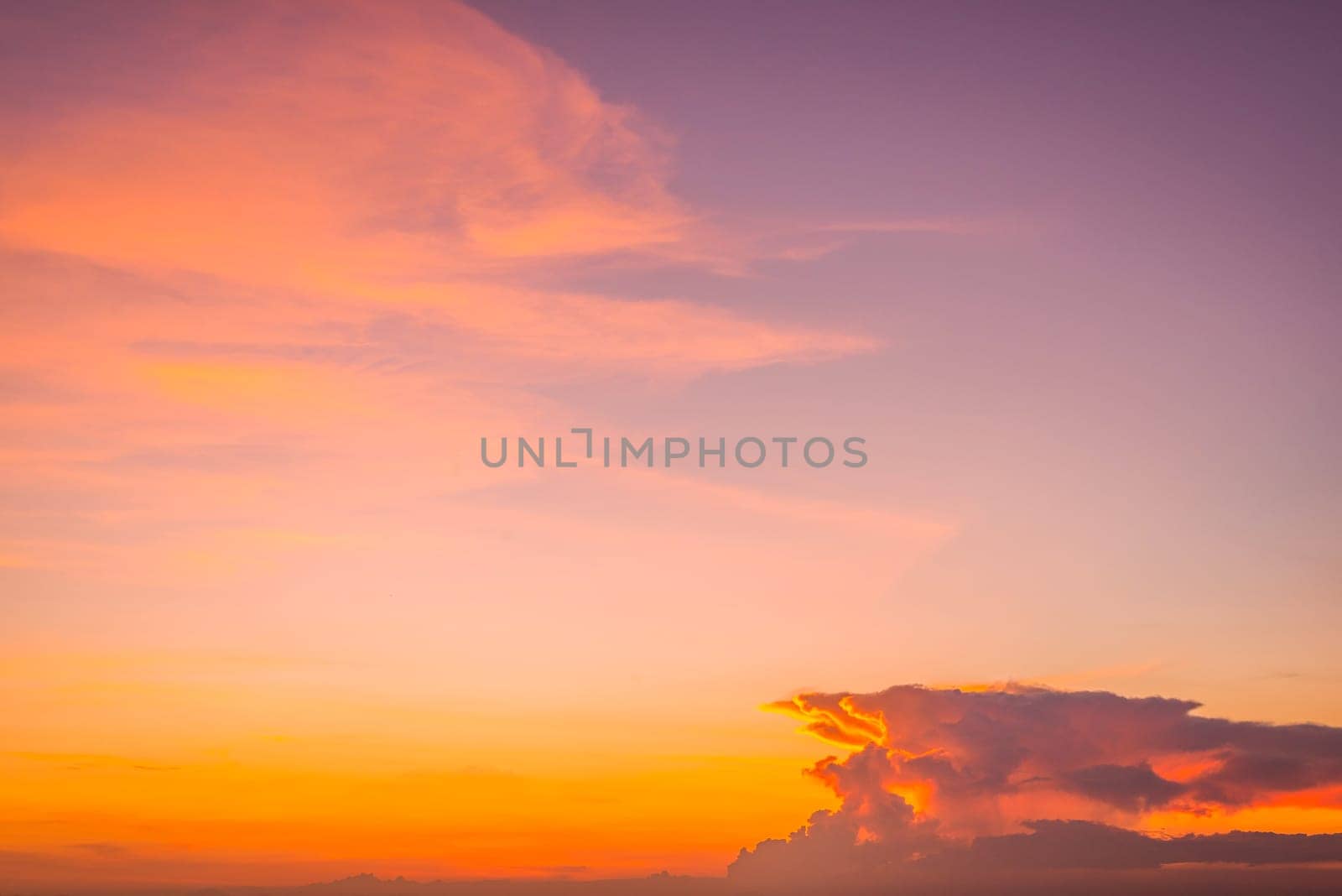 Abstract and pattern of cloud sky Calming coral, Orange, Trend color background, Pattern of colorful cloud and sky sunset or sunrise: Dramatic sunset in twilight, Beautyful of sky
