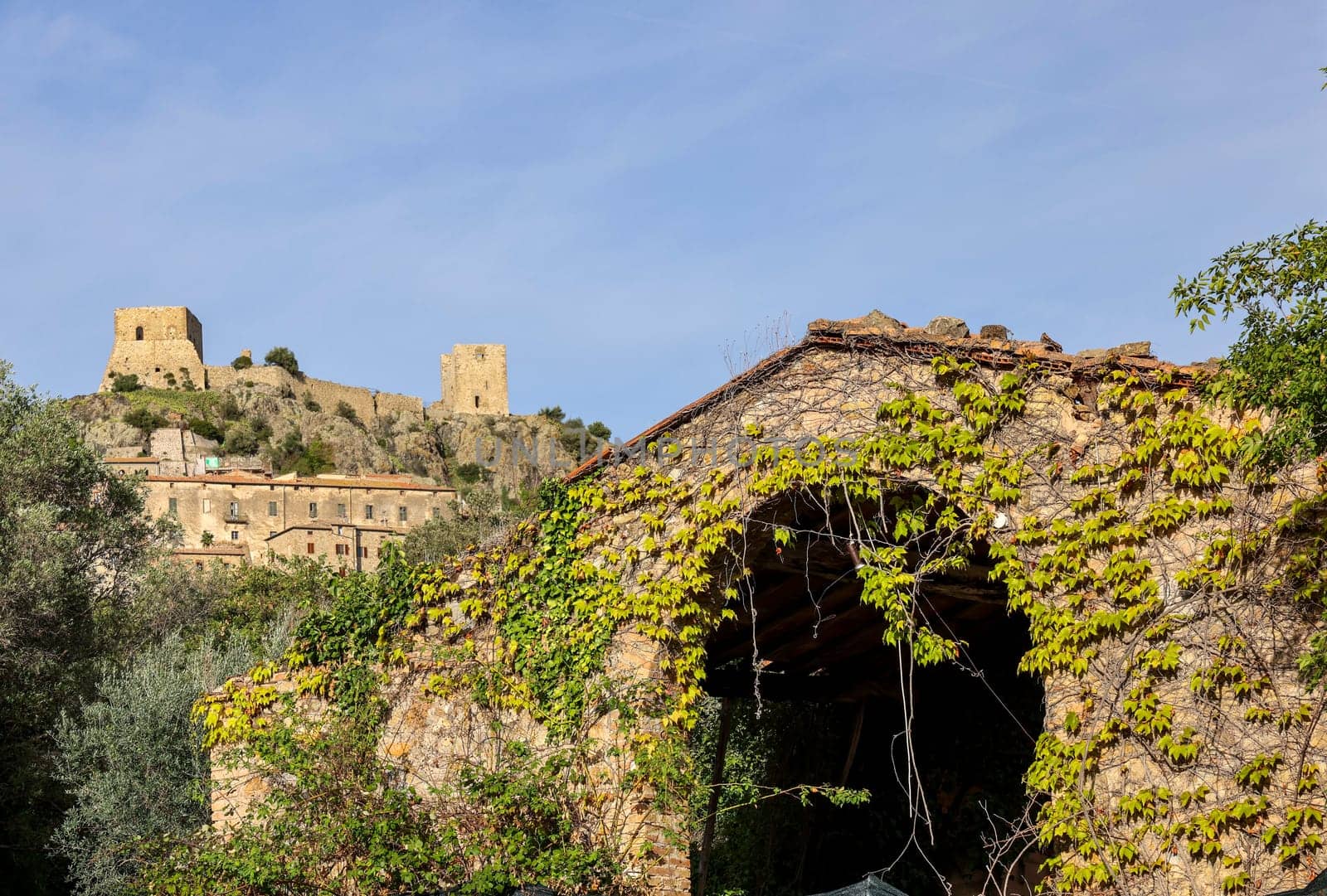 Montemassi a fortified village in the province of Grosseto. Tuscany. Italy