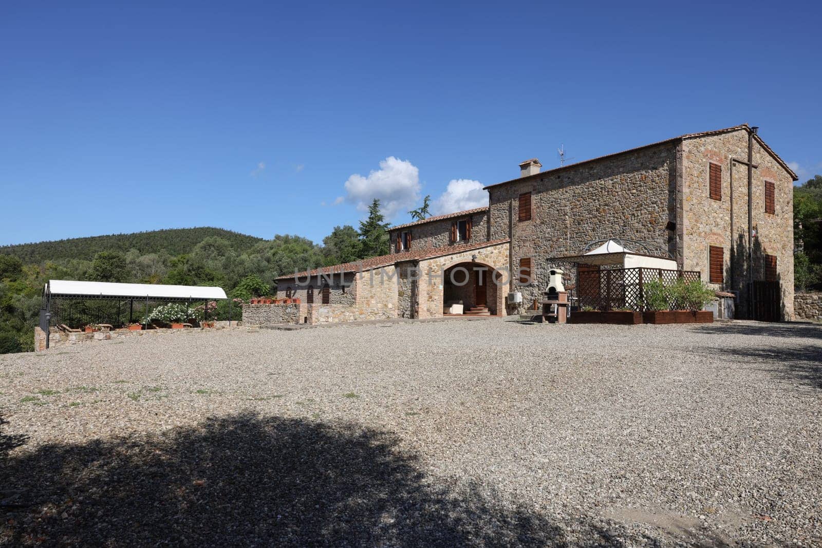 Restored old stone house in Montemassi in the province of Grosseto. Tuscany. Italy