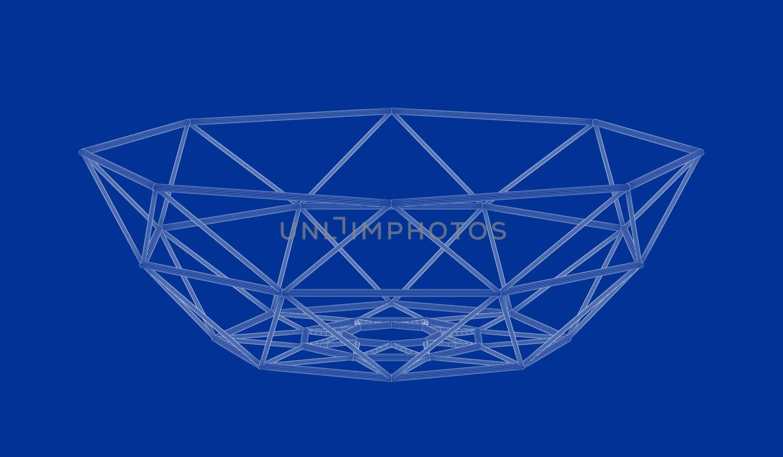 3D wire-frame model of minimalist mesh fruit bowl
