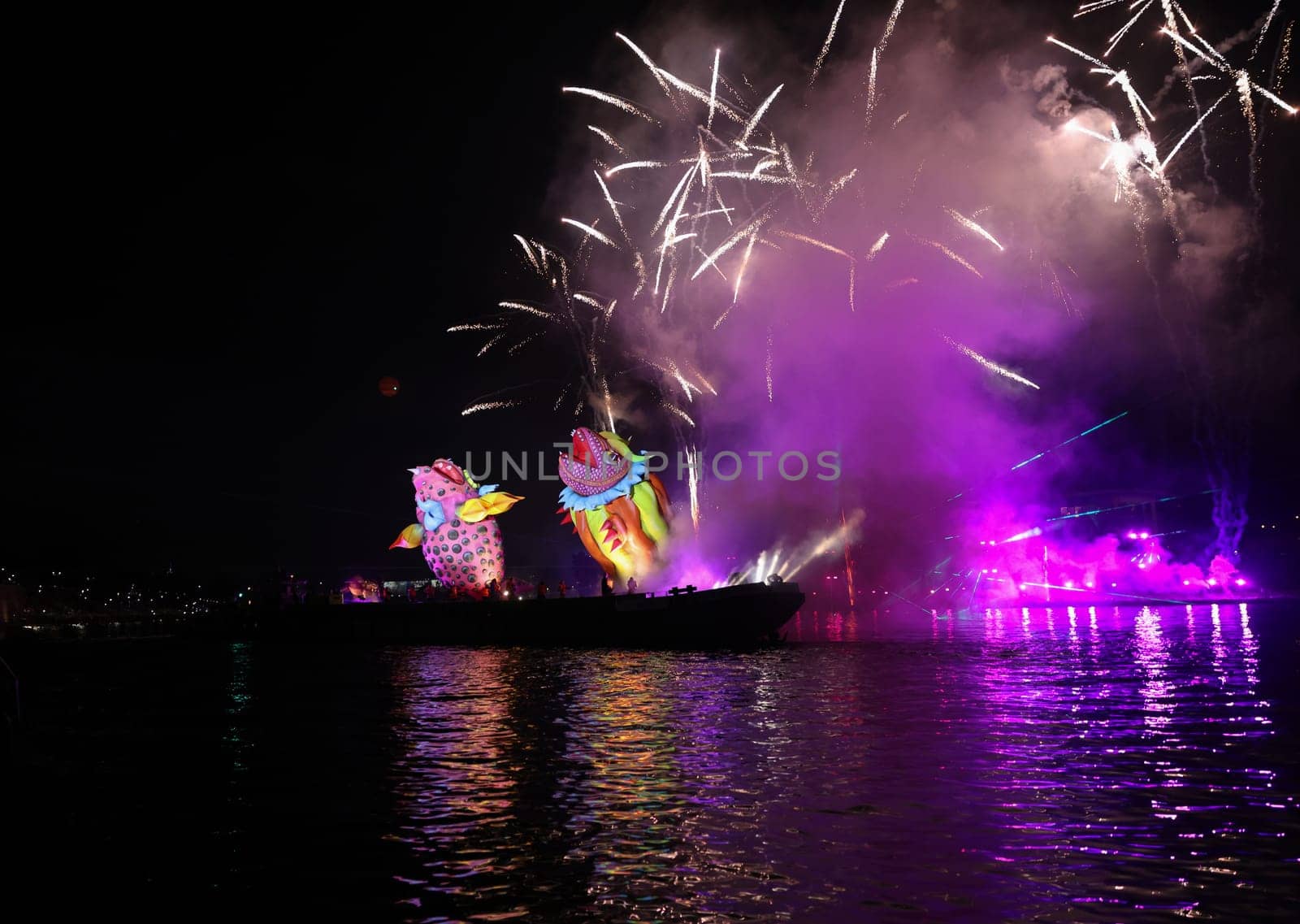 Cracow, Poland - June 4, 2022: Great Dragon Parade. The Great Outdoor Show on the Vistula River.