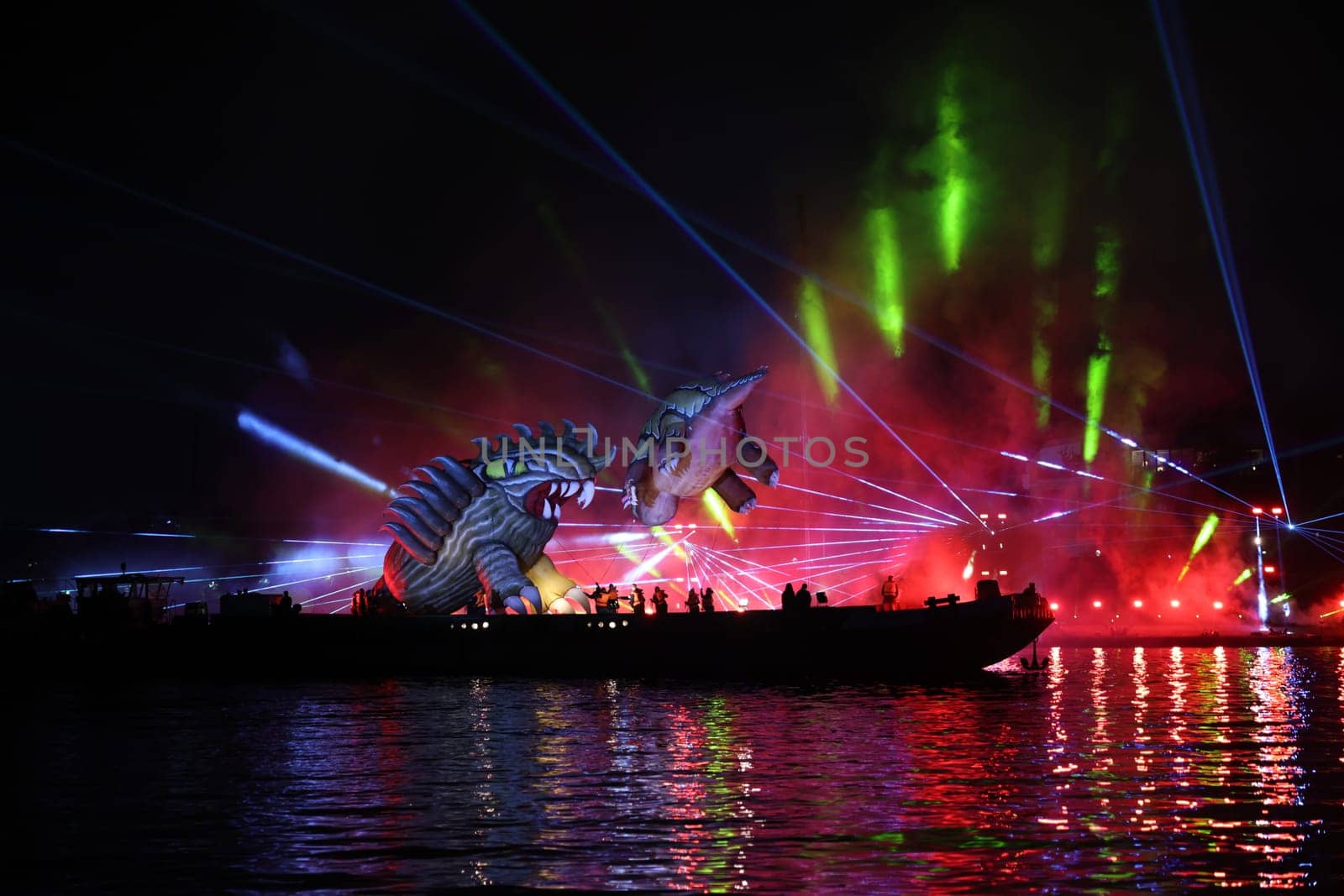 Cracow, Poland - June 4, 2022: Great Dragon Parade. The Great Outdoor Show on the Vistula River.