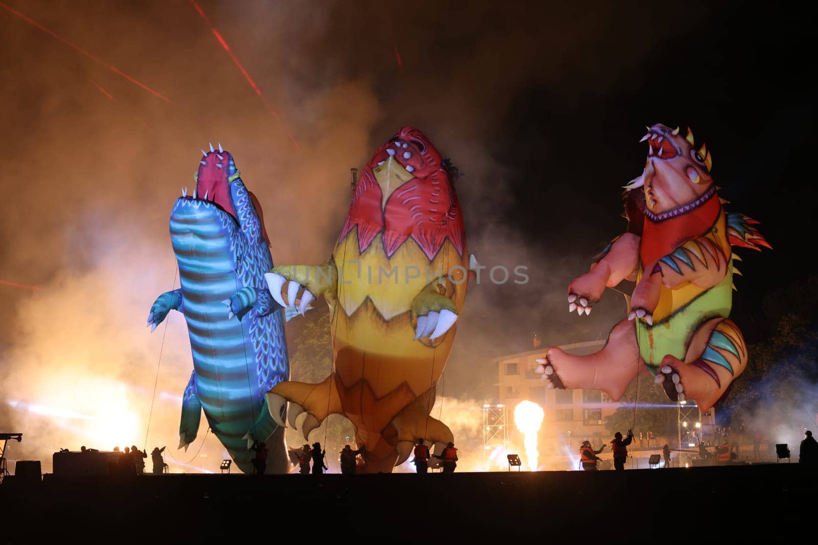 Cracow, Poland - June 4, 2022: Great Dragon Parade. The Great Outdoor Show on the Vistula River.