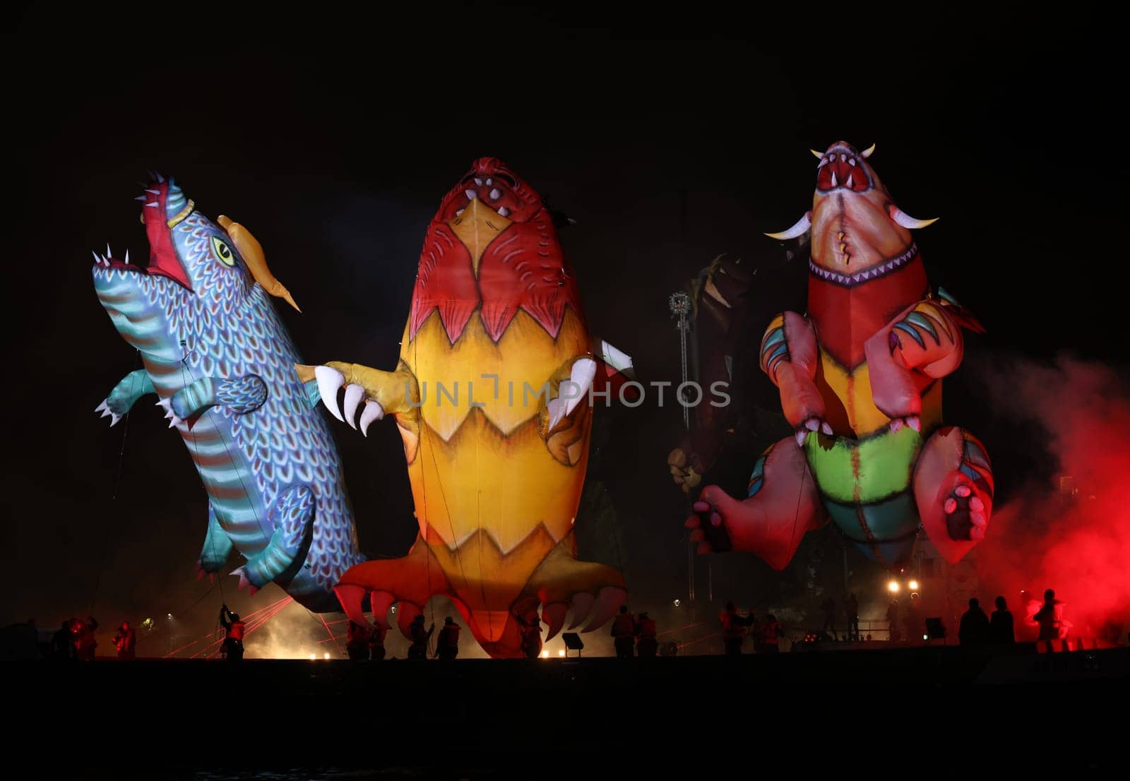 Cracow, Poland - June 4, 2022: Great Dragon Parade. The Great Outdoor Show on the Vistula River.