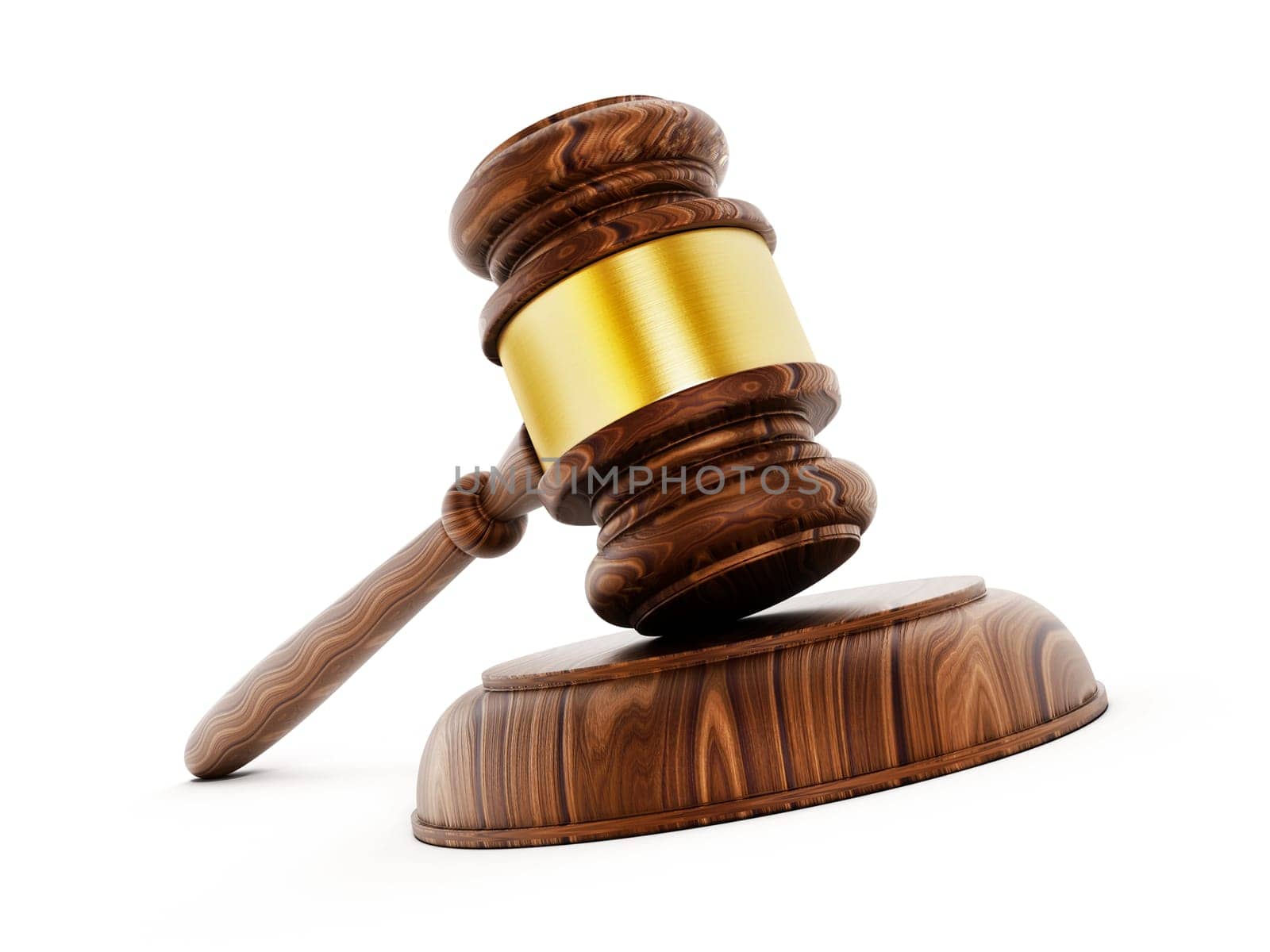Gavel isolated on white background. 3D illustration