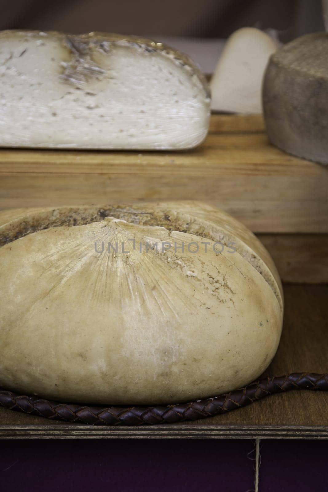 Detail of dairy product in a traditional market