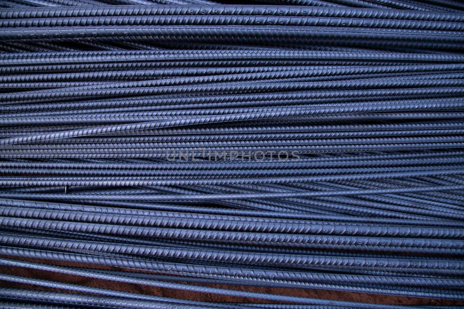 Steel wire in the construction site, close-up, macro