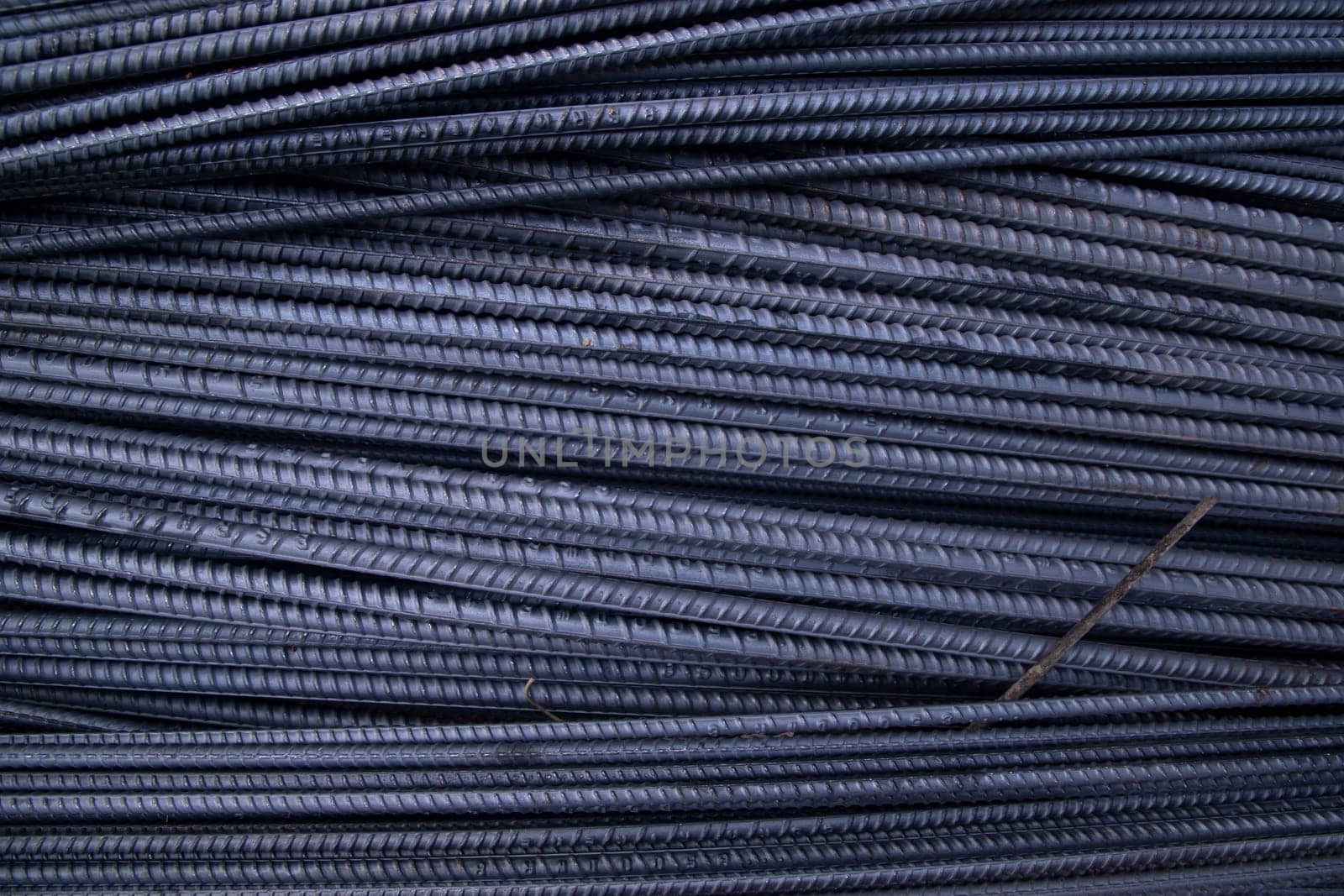 Steel wire in construction site, closeup of steel wire for construction