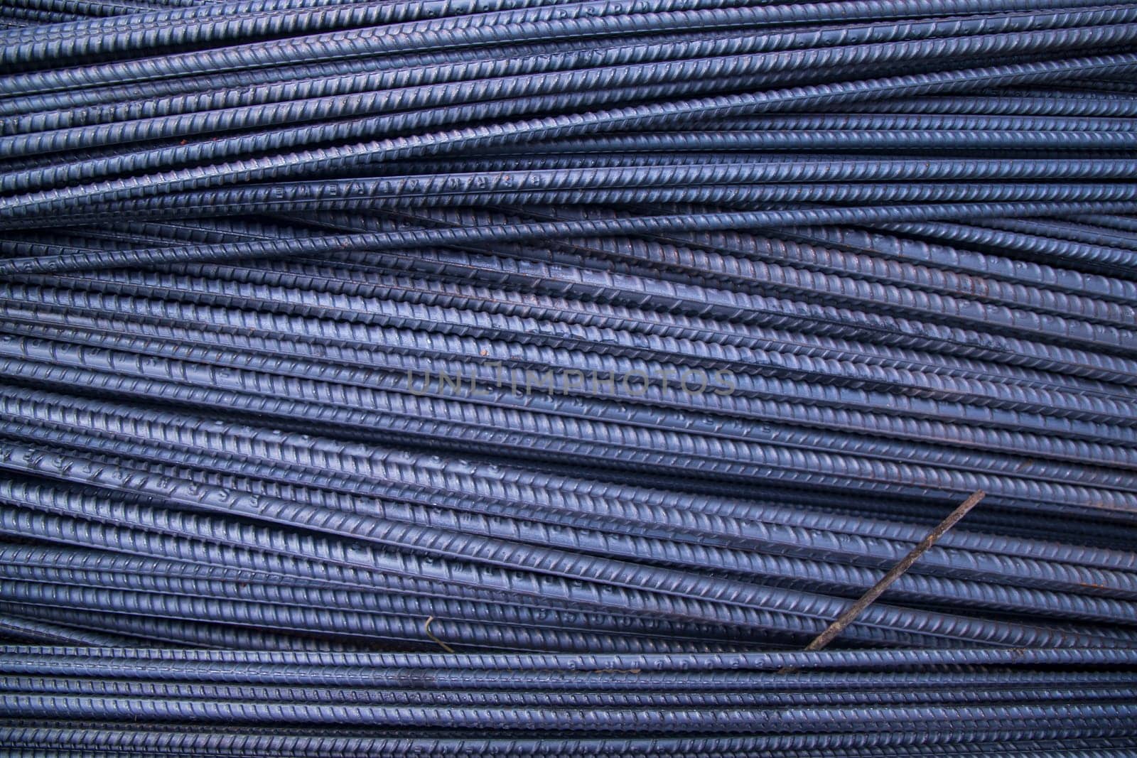 Steel wire in a construction site, close-up. Construction background