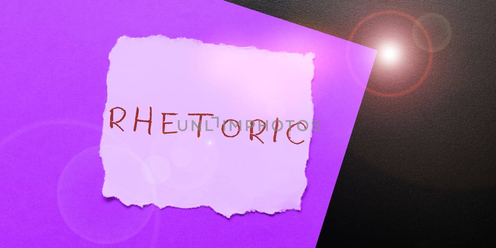 Inspiration showing sign Rhetoric, Concept meaning study of writing or speaking as mean of communication or persuasion
