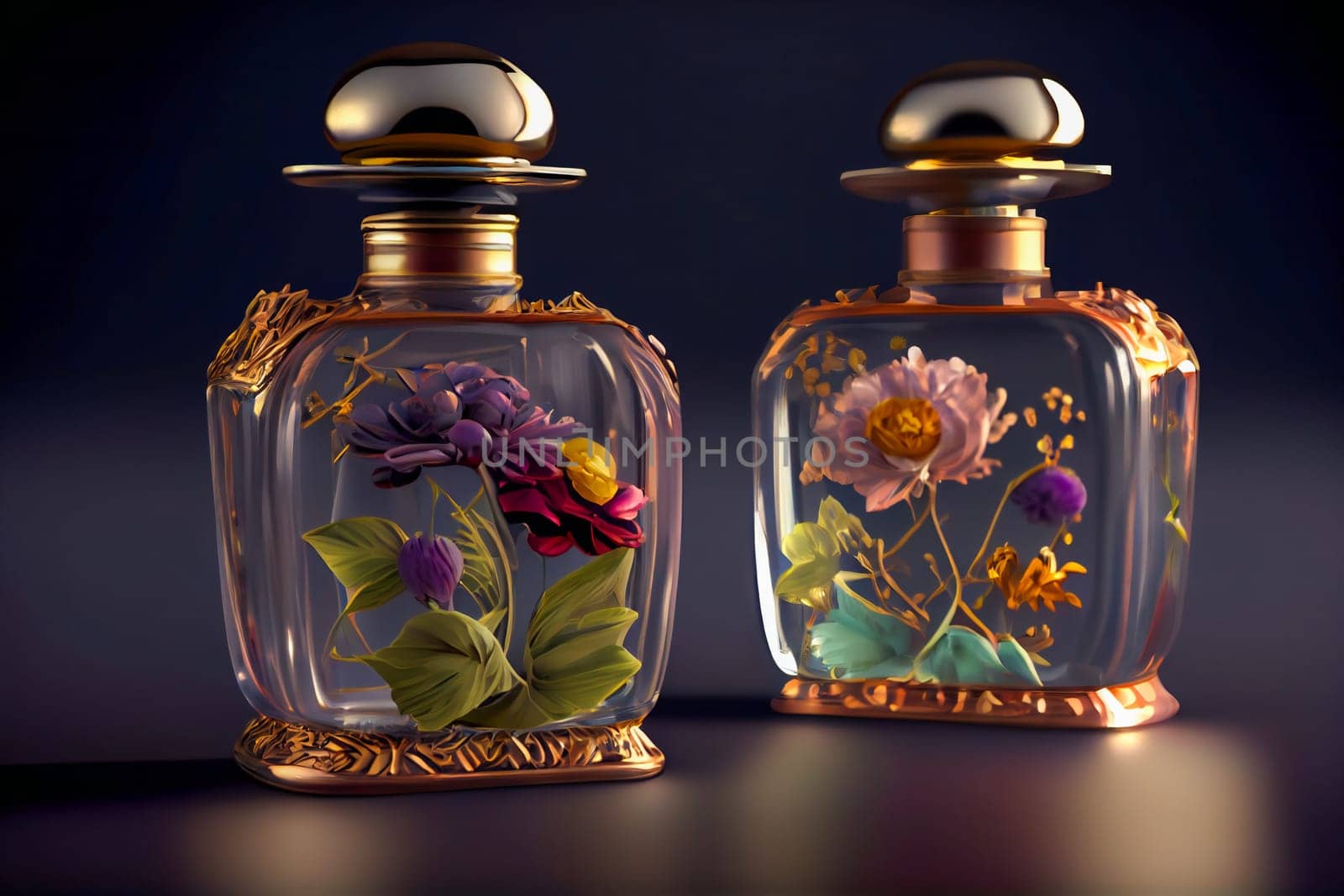 Aromatic Perfume bottles.  Fragrance Bottles.  Generative AI.