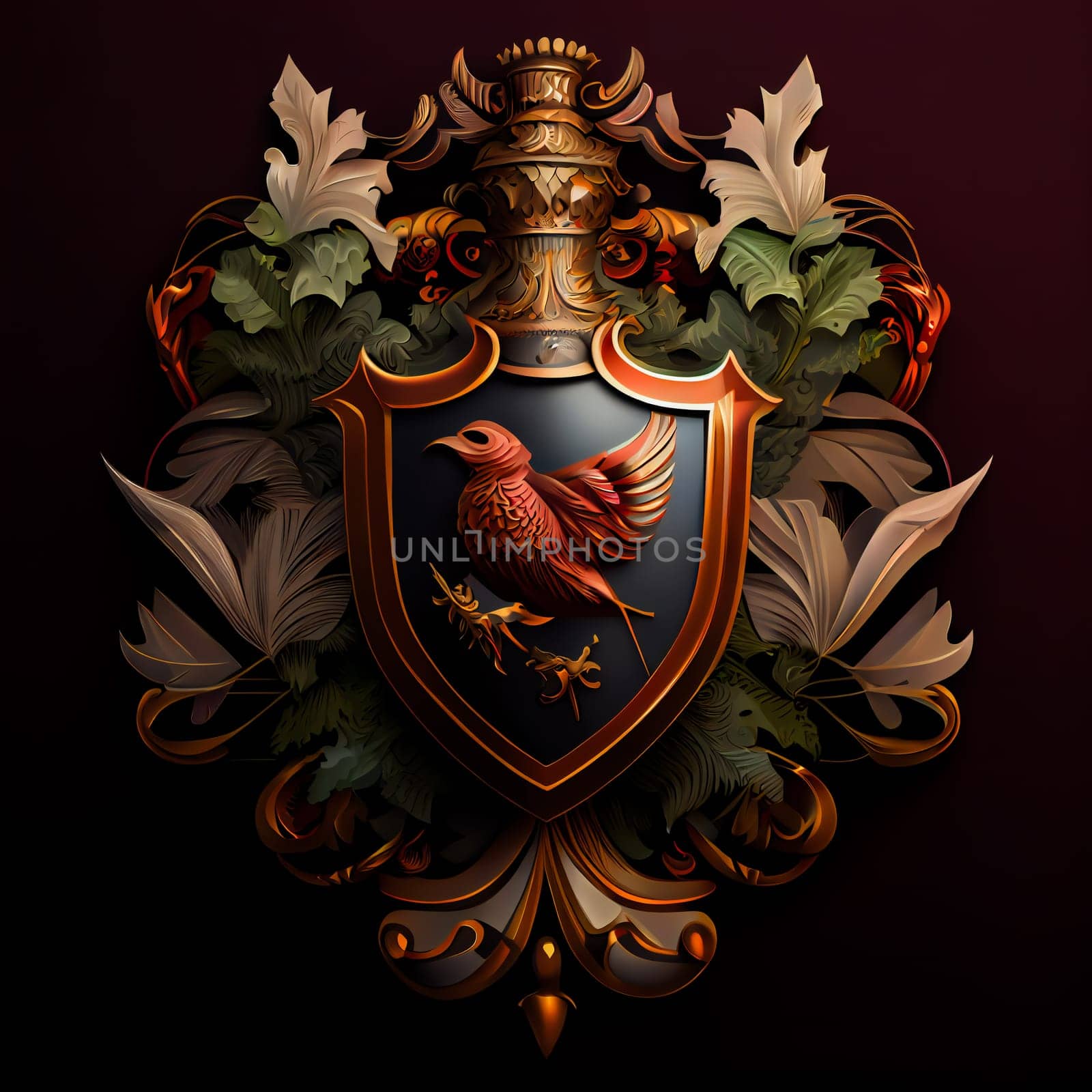 Coat of Arms luxury Emblem Logo. Heraldic element.  Generative AI.