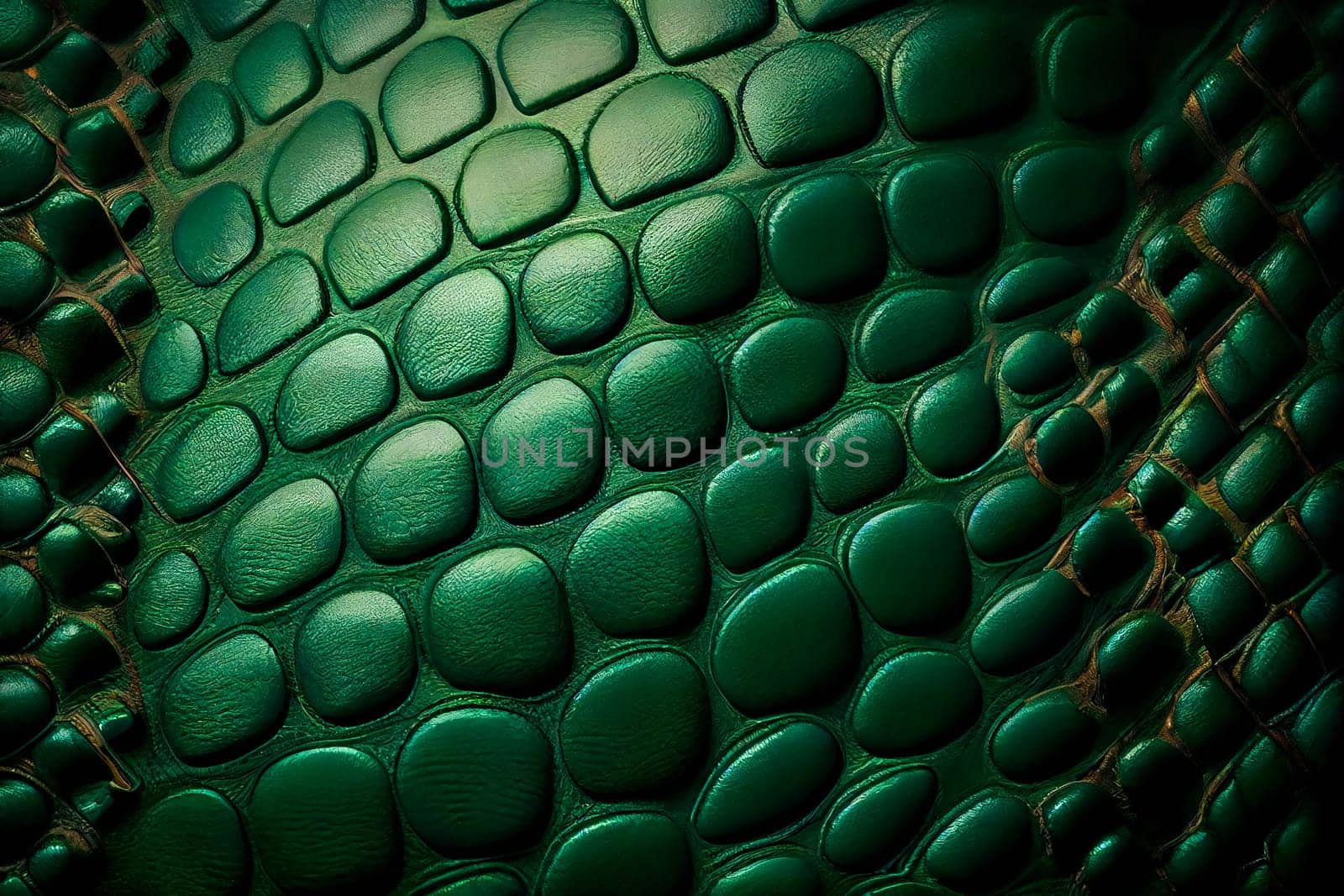 Green crocodile leather texture.  Generative AI.