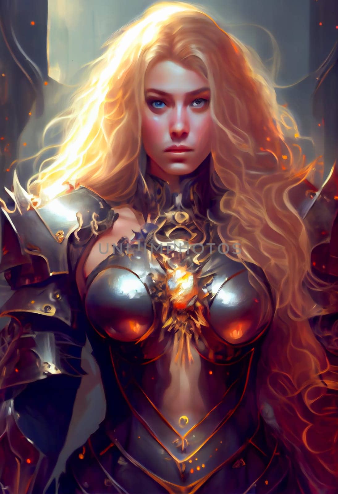 Furious Female Warrior. Hostile Woman Soldier. Generative AI