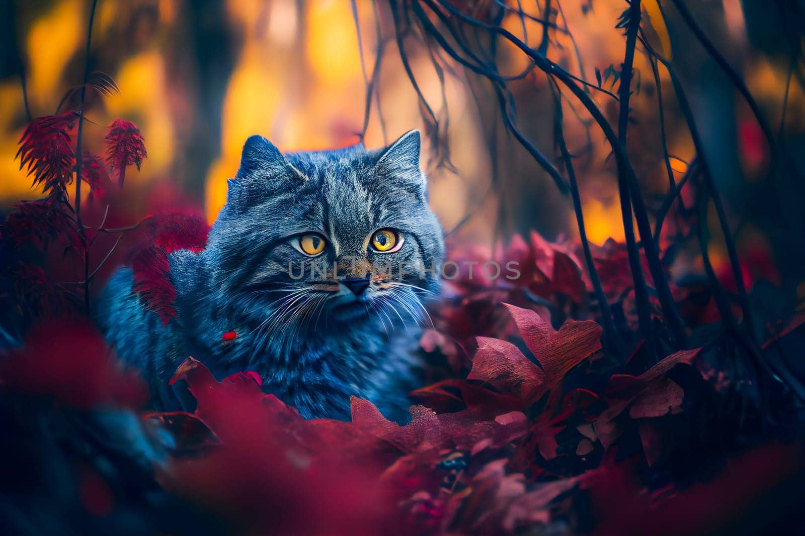 Pallas Cat in the forest.  Generative AI.